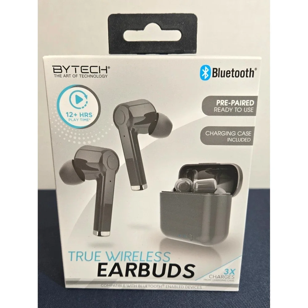 BYTECH True Wireless Earbuds Bluetooth And Charger Case, Pre Paired. BRAND NEW